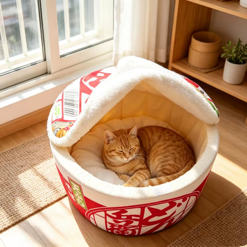 Cage Pour Chien Et Chat, Super Grande, Instantanée, Nid Chaud Pour Chien Et Chat, Coussin, Lit Pour Animaux De Compagnie, Nid Confortable, Nid En Forme De Bol De Nouilles Udon